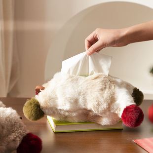 毛绒纸巾袋抽纸套床头车载扶手箱北欧现代抽纸盒网红客厅轻奢可爱