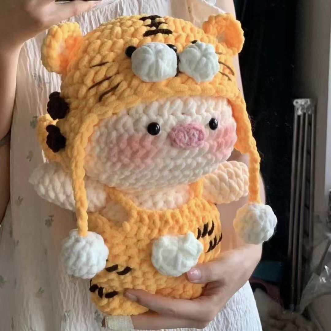 冰条毛线钩针可爱变装小羊猪猪diy自制材料手工编织玩偶送礼物