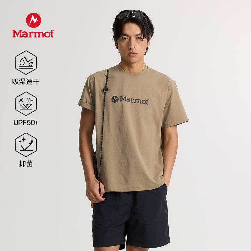 MARMOT土拨鼠春夏男款Marmot Logo短袖T恤户外运动透气速干抑菌