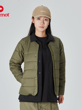 MARMOT土拨鼠女款防泼水轻量户外保暖P棉迪特无领棉服夹克外套