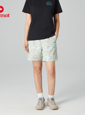 MARMOT 土拨鼠Systema女士耐磨户外运动休闲速干面料沙滩短裤裤子