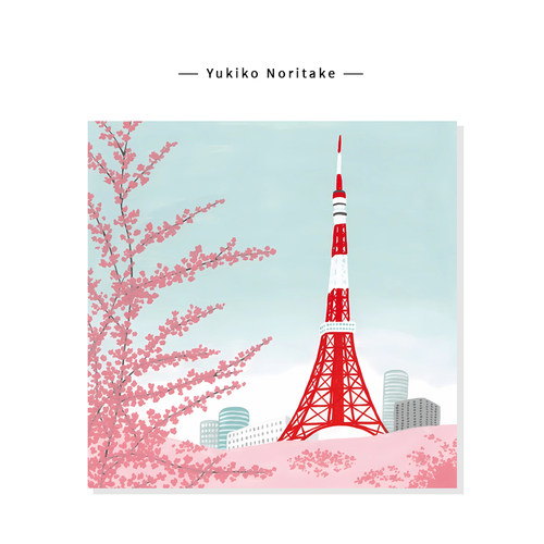 【Yukiko Noritake】法式浪漫巴黎铁塔插画治愈系艺术复刻挂画芯