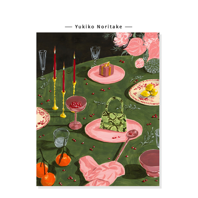 【Yukiko Noritake】法式浪漫餐桌插画中古风复刻艺术装饰挂画芯