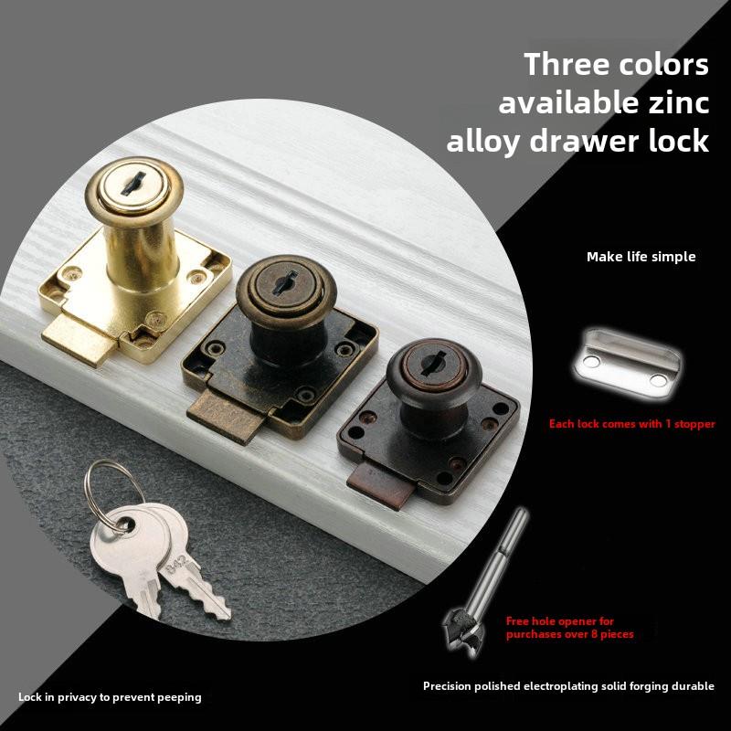 办公室金色抽屉锁红青铜家具锁加长青铜橱柜门锁橱柜锁文件柜锁