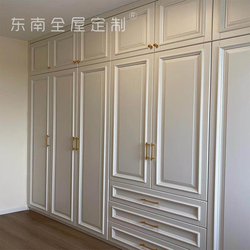美式烤漆实木一门到顶卧室衣柜整体衣柜开放式衣帽间别墅全屋定制