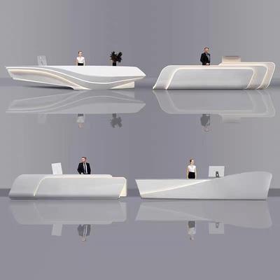 创意烤漆前台高档科技感吧台酒店公司定制接待台简约大厅服务台