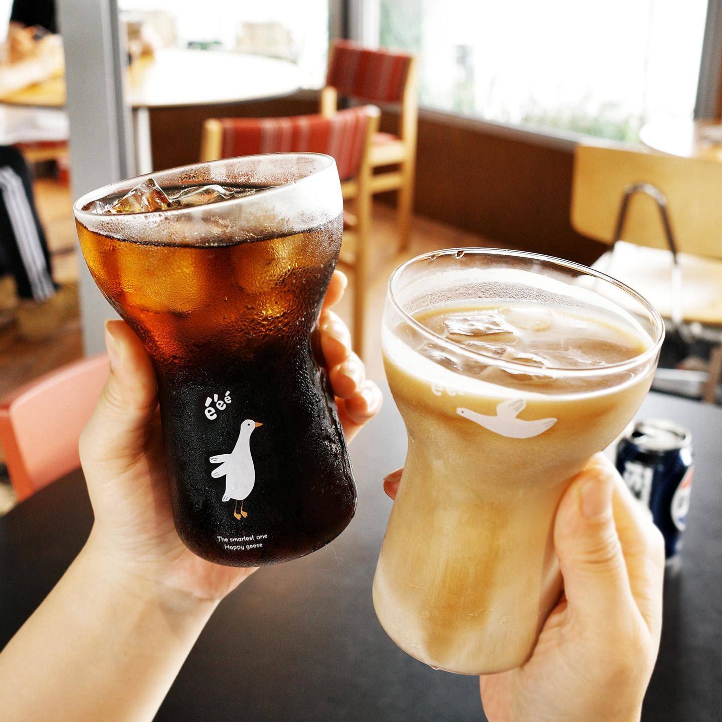 气泡招待所‘原创可爱大白鹅耐热玻璃杯高杯咖啡杯饮料杯家用酒杯