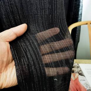 清仓装 黑色点子窗帘窗纱棉麻纱帘成品特价 饰阳台纯色客厅隔断黑白