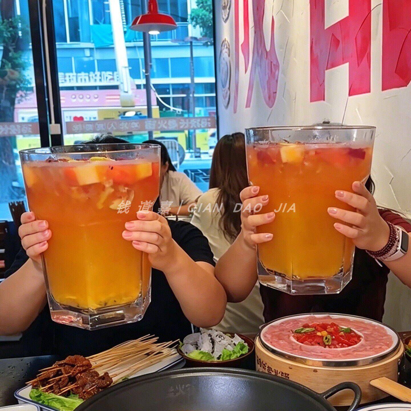 ins风网红超大容量果茶杯饭厅巨无霸杯饮料杯鸡尾酒杯火锅店杯子