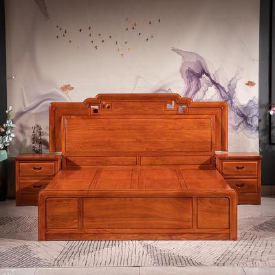 红木床缅甸花梨木双人床非洲酸枝中式卧室缅花家具1.8米实木大床