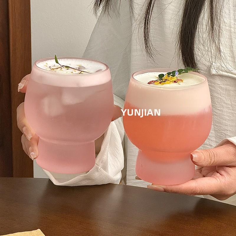 创意磨砂粉壶肚杯威士忌微醺葡萄酒杯高价值饮料杯冷饮杯咖啡杯