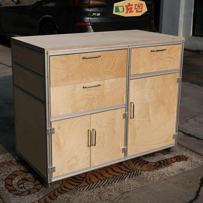 桦木海洋板餐边柜铝型材咖啡机柜多层收纳厨房储物柜客厅茶水酒柜