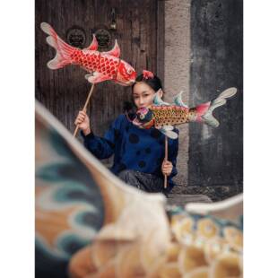 王的手创 鲤鱼灯笼手工diy竹编花灯徽州非遗鱼灯古风中式新年儿童