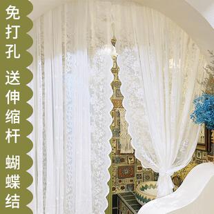 永恒 饰半帘蕾丝窗帘复古卧室隔断帘入户门帘 免打孔纱帘法式 装