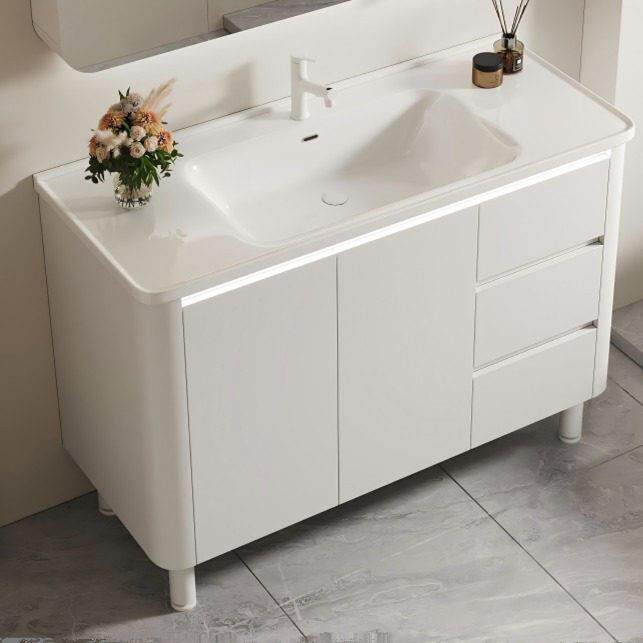 落地浴室柜下半部分单独柜体不带镜子陶瓷一体盆洗手脸盆柜洗漱台