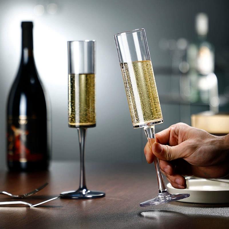 亚克力香槟杯直筒葡萄酒塑料PC摔不坏高脚杯鸡尾酒杯酒吧KTV杯子
