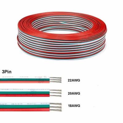 22/20/18AWG 0.3/0.5/0.75平方三芯线3P彩排线幻彩LED灯条电源线