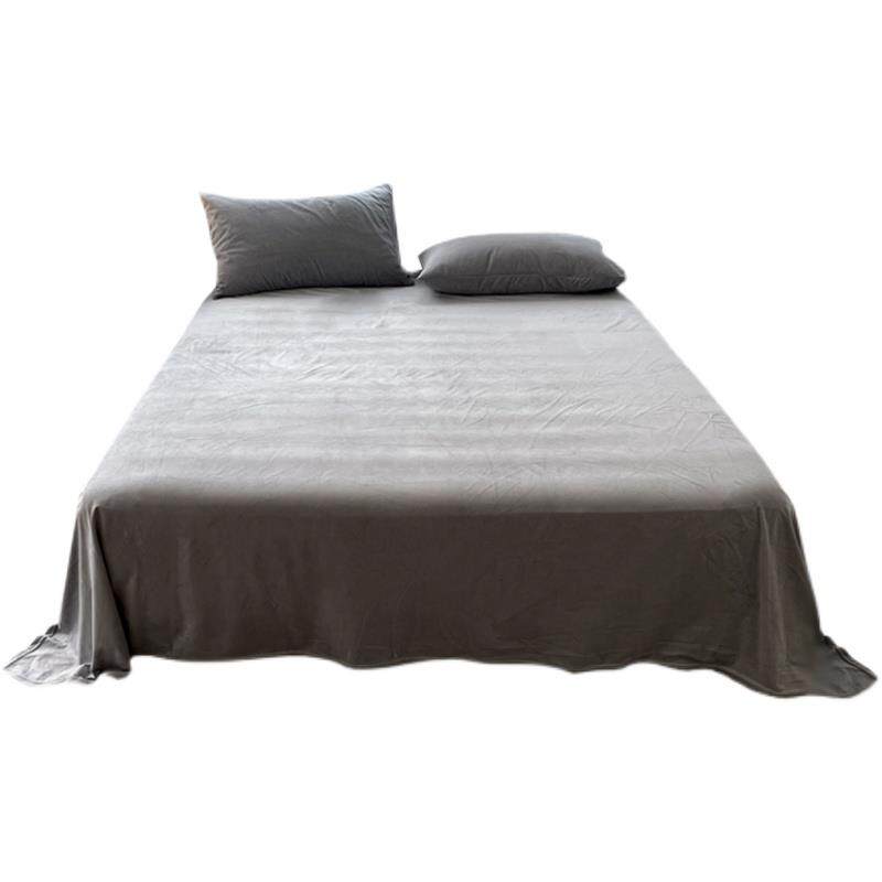 冬季床单单件加厚天鹅绒短毛绒简约纯色床罩床笠枕套三件套抗静电