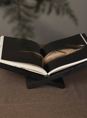 现代诧寂新中式碳化木杂志架书架样板间售楼处书房会所餐厅装饰品