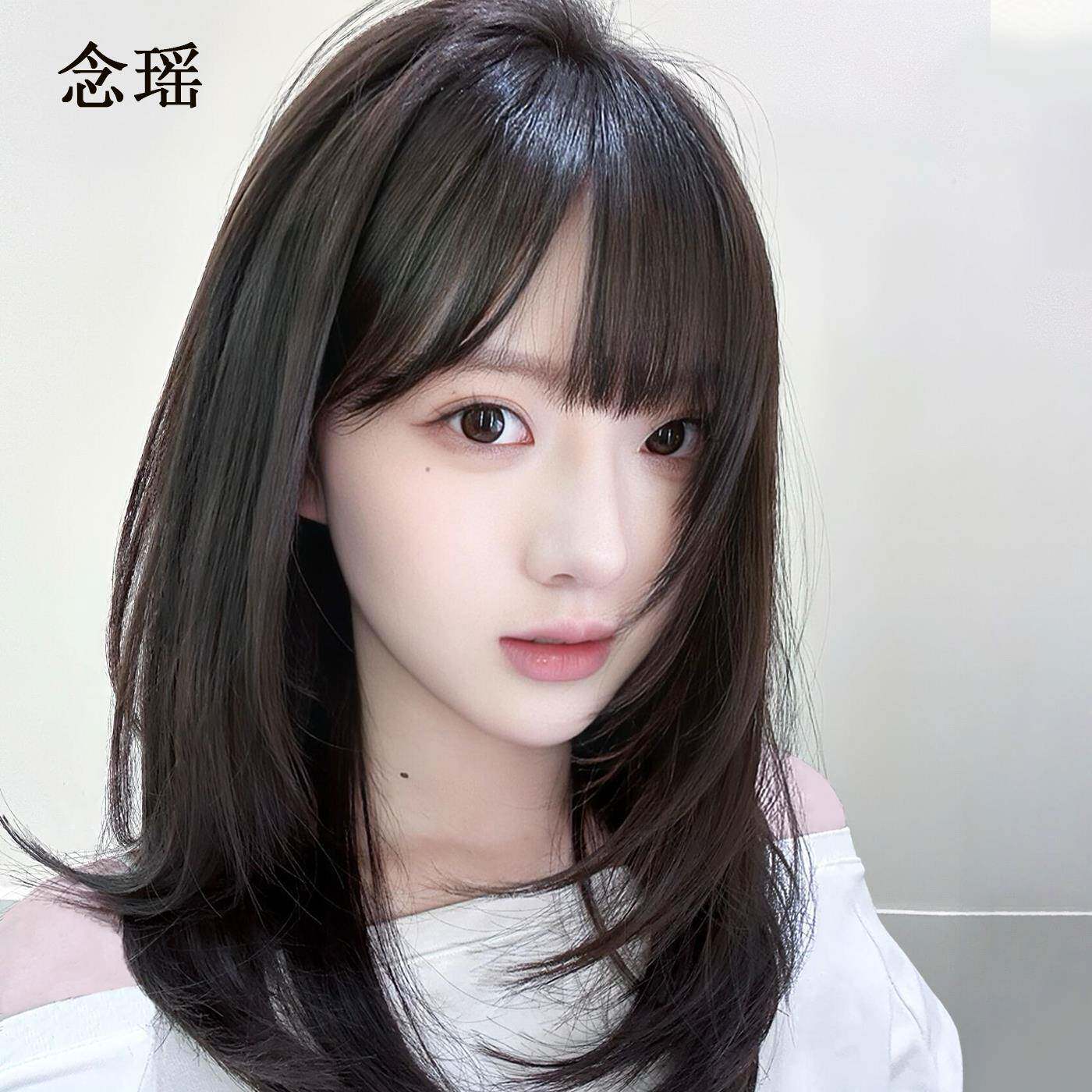 锁骨发假发全头套女全真人发自然无痕隐形空气刘海高端假发全头套