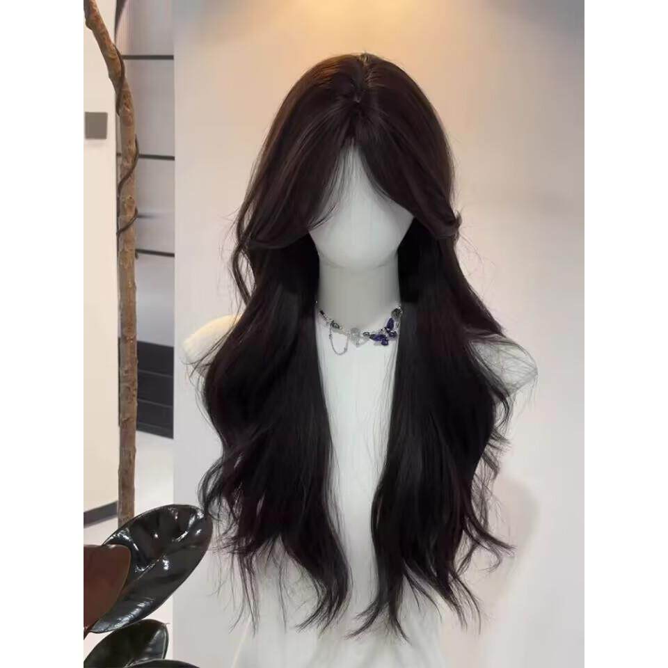 假发女长发彷真发全真人发八字刘海长卷发中分大波浪假发全头套女