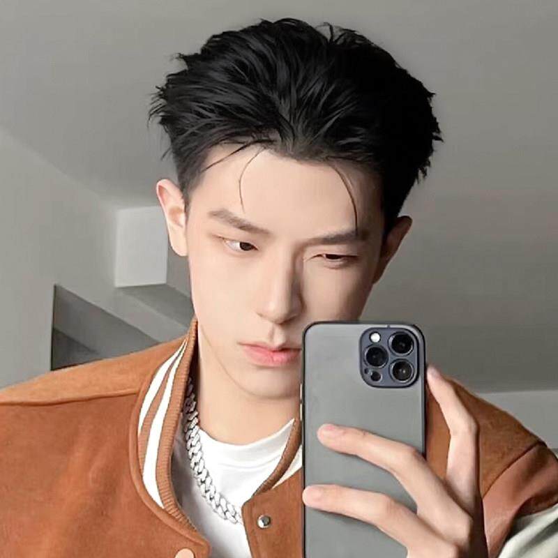 大背头假发男短直发后翻式男式时尚短发成熟男士彷真人发全头套式
