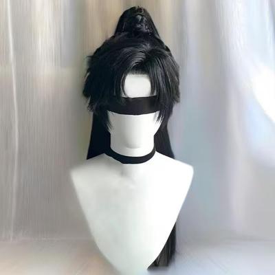 古风汉服假发男长发国风高马尾新中式黑瞎子cos仙侠造型全头套式