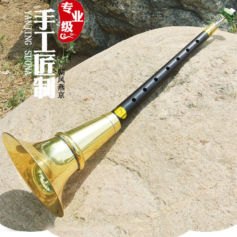 唢呐乐器b全乌木直杆9寸唢呐平均孔不定调二喇叭唢呐民间吹奏乐器