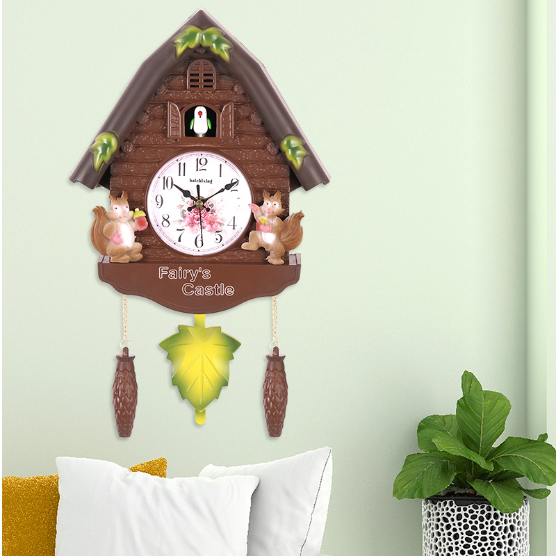 欧式布谷鸟挂钟咕咕钟表卧室壁挂报时挂钟静音石R英钟客厅装饰挂