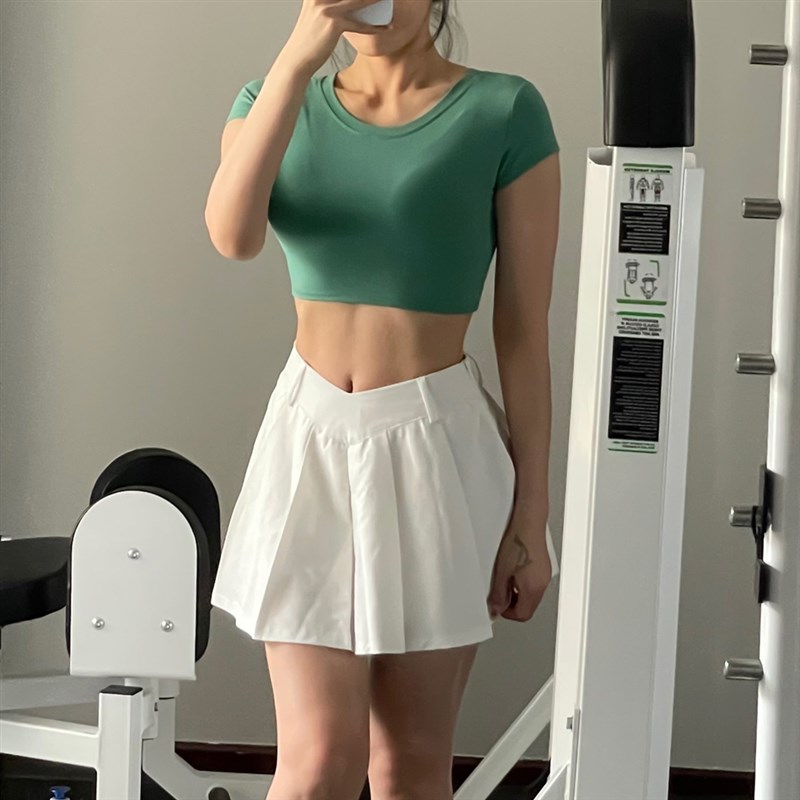 欧美吸汗透气健身上衣修s身高腰短款瑜伽服弹力运动短袖T恤显肩宽