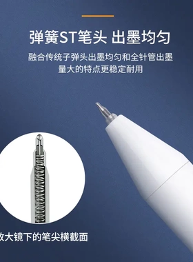 揽月小白笔st头0.5mm速干黑色红色蓝色学生笔办公签字笔