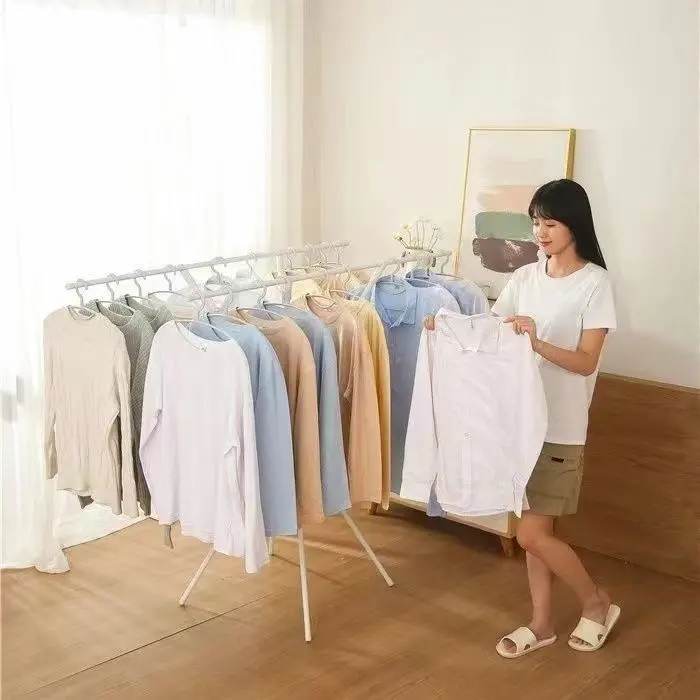 晾衣架阳台家用室内一体式落地折叠挂衣架小户型被子晾晒杆单杆式