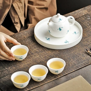 纯手绘羊脂玉瓷花茶壶单壶釉下彩创意茶水壶家用功夫茶具