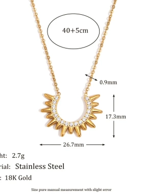 欧美时尚气质个性创意项坠不锈钢镀18k金印第安酋长头饰吊坠项链