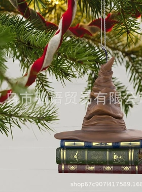 独立站新分院帽子说话尖顶树脂工艺品摆挂件书怪物万圣节