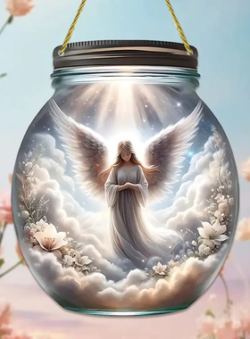 爆款带翼白色高贵天使亚克力梅森瓶客厅卧室墙壁挂件窗饰品