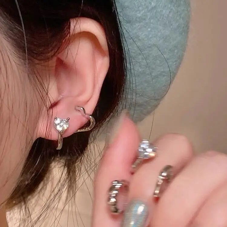秋冬6件套耳圈爱心锆石耳环小众设计感高级冷性风耳钉女耳饰耳扣