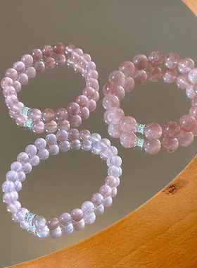 甜美小清新锆石花朵草莓晶串珠手链心手串轻奢高级感手饰