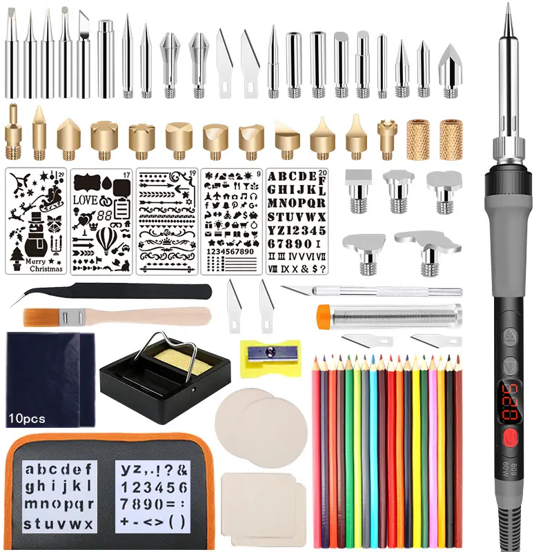 烙画雕刻数显电烙铁套装火烩笔烫花烙画笔木木材燃烧套件烙铁