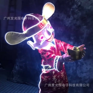led发光财神服人偶服巡游公仔服v酒吧虎年演出商场卡通服装 新款
