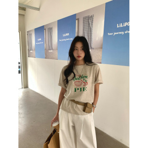 美式字母印花短袖T恤女2025春夏韩版宽松休闲上衣
