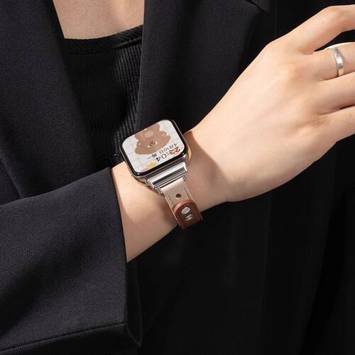 适用OPPOwatch3手环表带4Pro手表se双钉扣皮质智能女款OPPO3/2/1