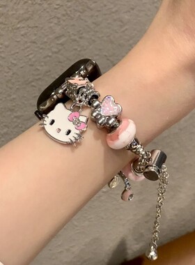 适用iwatchs10新款KT猫手链表带小米10/98pro红米45华为oppo/vivo