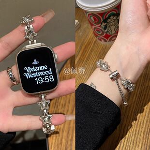 镶钻星星oppowatch3/2/X/3pro/4pro手表表带高级女se金属表链适用