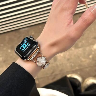 适用oppoWatchSport表带S/X2mini金属高颜值小香风四叶草带钻4pro