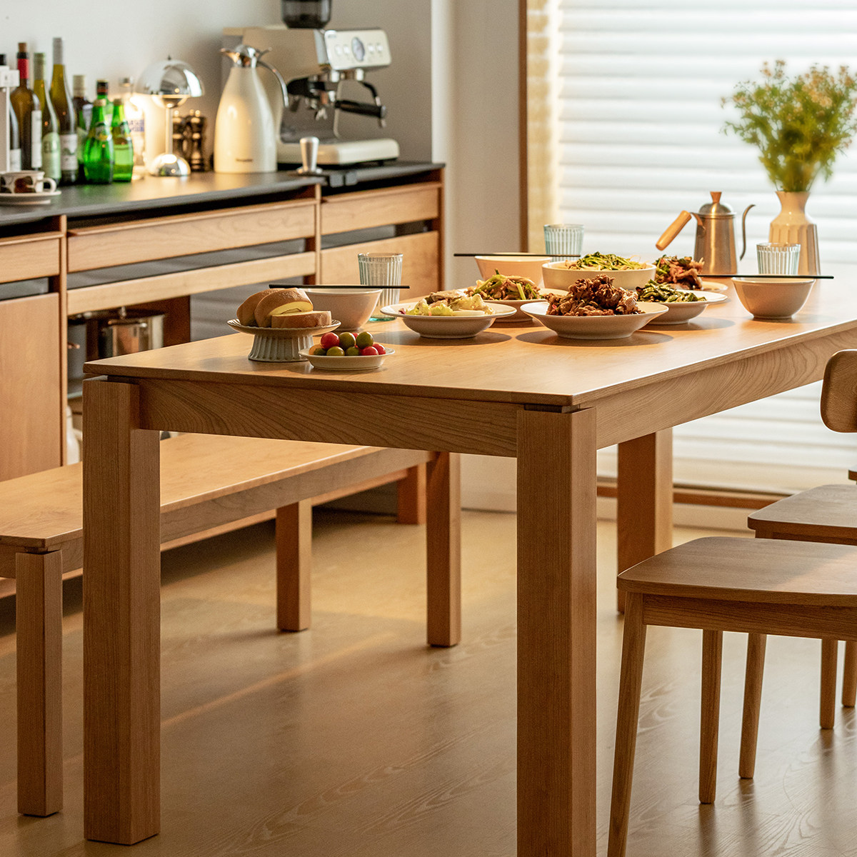 出乎生活家具海岸樱桃木实木餐桌家用办公桌餐厅饭桌大板桌工作台,住宅家具,实木餐桌,淘宝优惠券,粉丝福利购,淘宝优惠卷