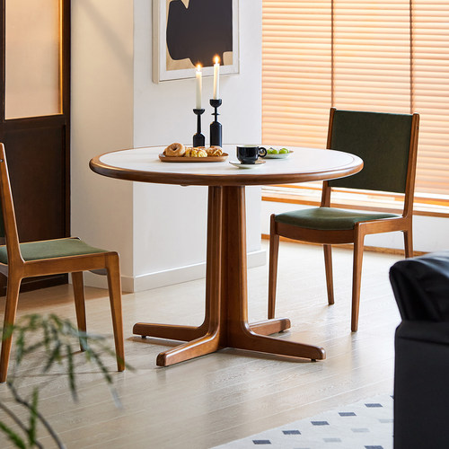 出乎生活岩板小户型复古圆桌