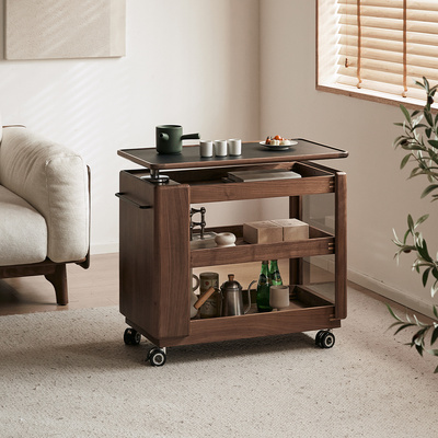 续写家俱多功能可移动茶车北欧家用小推车沙发可升降边柜悠然茶车