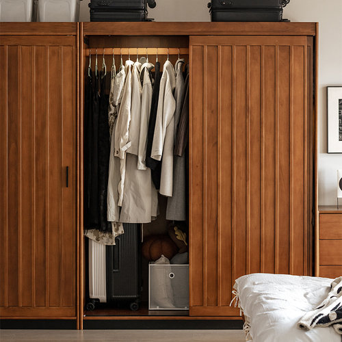 出乎生活实木衣柜推拉门自由组合