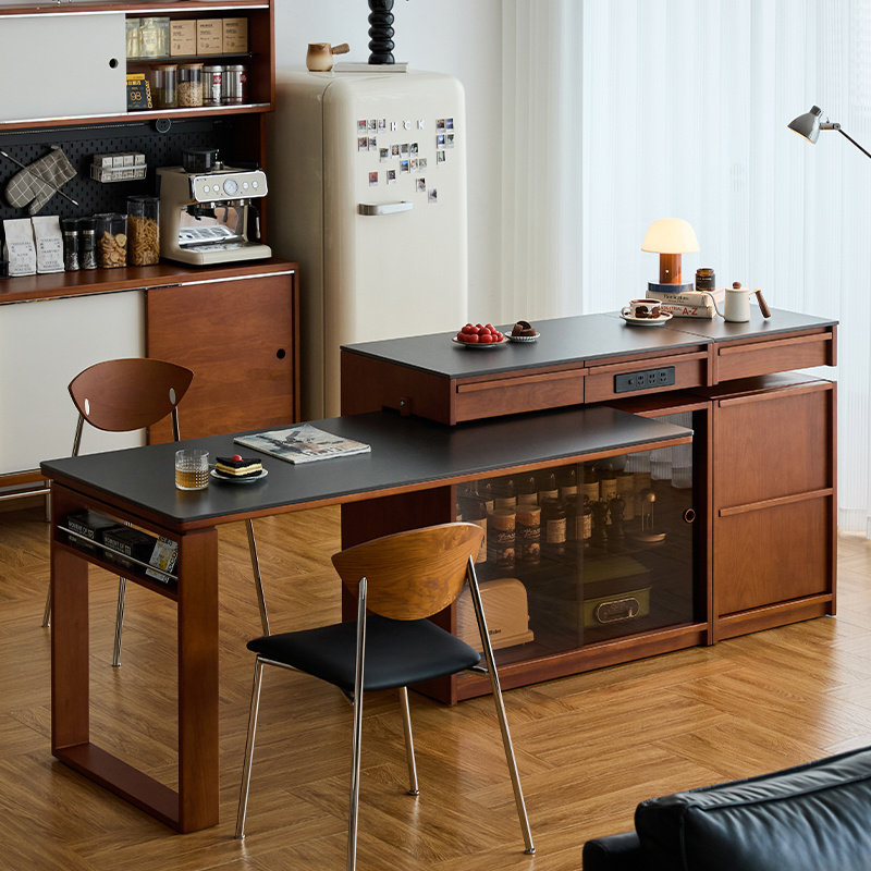 出乎生活骨骼线岛台餐桌家用伸缩旋转小户型餐桌岩板岛台一体餐桌,住宅家具,岛台餐桌,淘宝优惠券,粉丝福利购,淘宝优惠卷